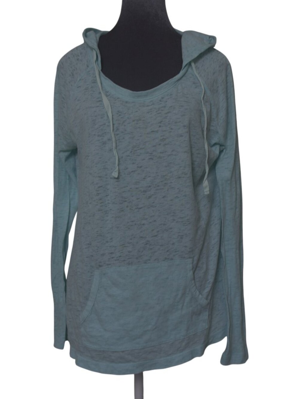 No Boundaries Mint Burnout Hoodie Top L 11-13 Lightweight Beachy Pocket